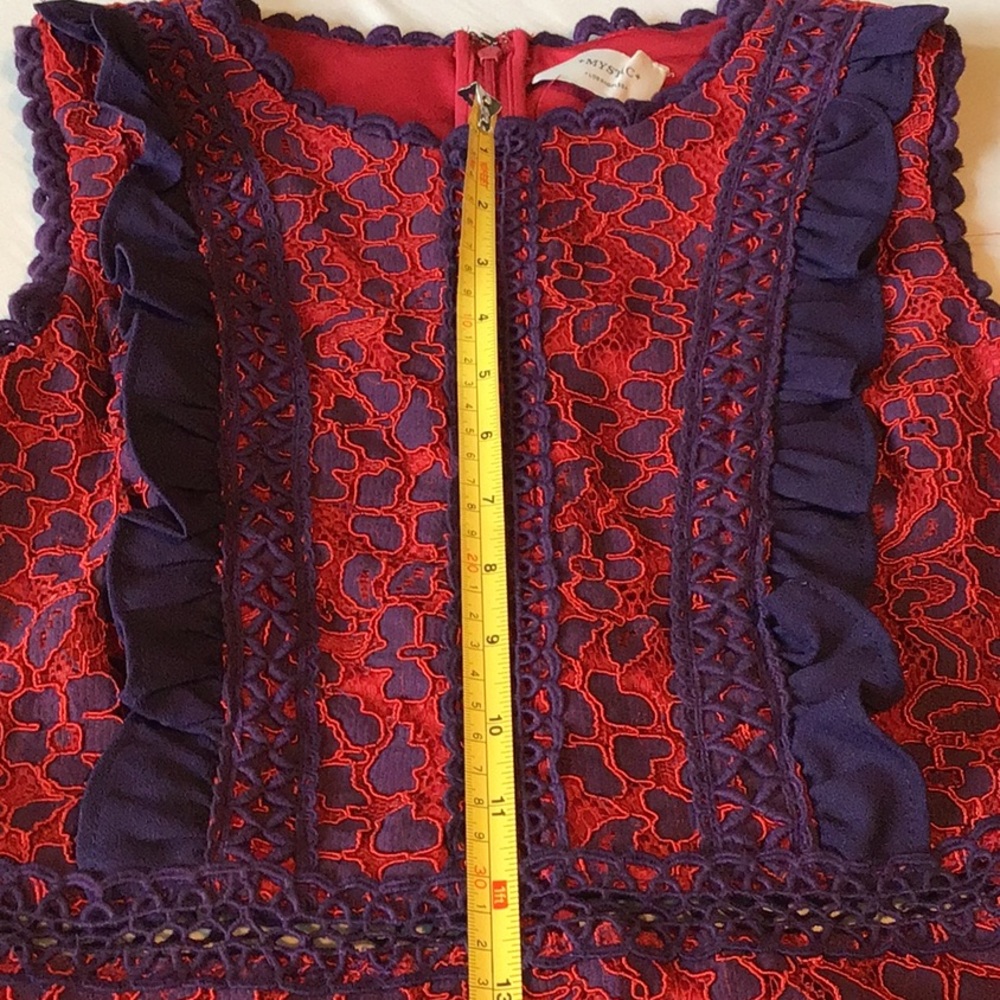 Mystic red & purple lace dress w/ peek-a-boo net - Picture 12 of 16